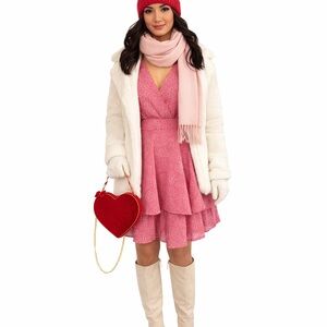 Japna Pink Floral Long Sleeve Wrap Dress – Size Large-romantic soft girl vibes